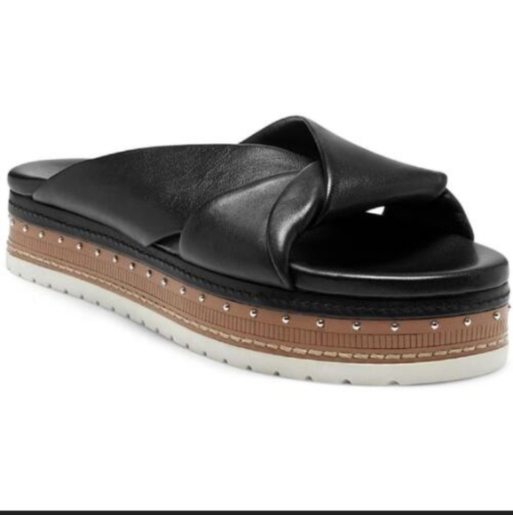 Vince Camuto Sandals...Black Leather 8.5 - Picture 3 of 6